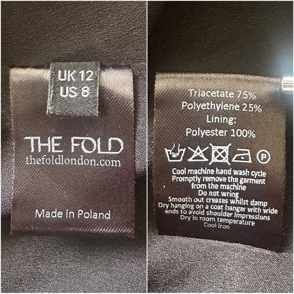 The Fold London Clever Crepe Kimono Jacket Short Sleeve Tie Waist Navy Sz 8 - Picture 9 of 12